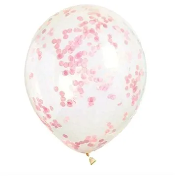 Balónky 30cm - průhledné s růžovými konfetami - 6 ks (11179581177)