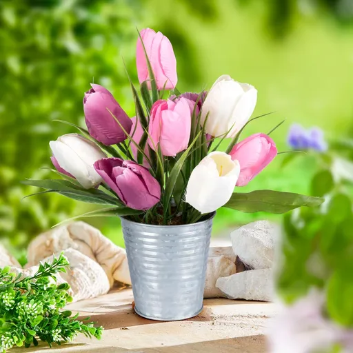 Die moderne Hausfrau Umělá květina Tulipány v květináči