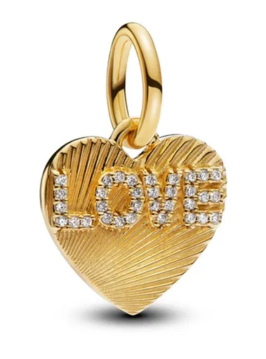 Pandora Pozlacený visací přívěsek Srdce se zirkony Shine 763604C01