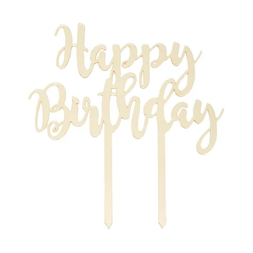 CELEBRATION Dekorace na dort "Happy Birthday" - zlatá