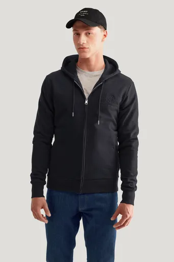 MIKINA GANT REG TONAL SHIELD FULL ZIP HOODIE BLACK