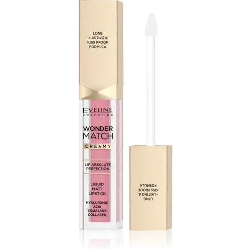 Eveline Cosmetics Wonder Match dlouhotrvající matná tekutá rtěnka s kyselinou hyaluronovou odstín 01 Angel Rose 6.8 ml