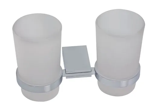 NOVASERVIS Dvojitý držák kartáčků a pasty sklo Metalia 9 chrom 0957,0