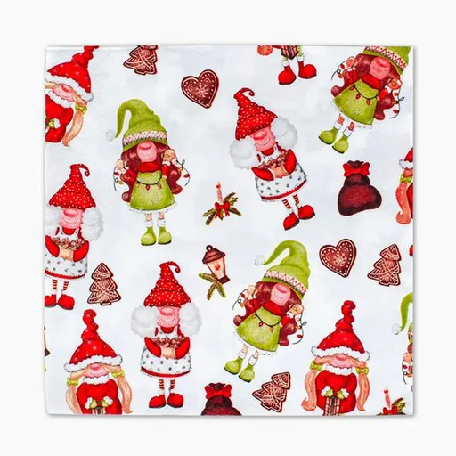 PROCOS Vánoční papírové ubrousky 33x33cm 3 vrstvé elfíci 20ks