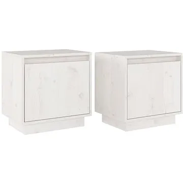 SHUMEE Noční stolky 2 ks bílé 40 × 30 × 40 cm masivní borové dřevo, 813308 (813308)