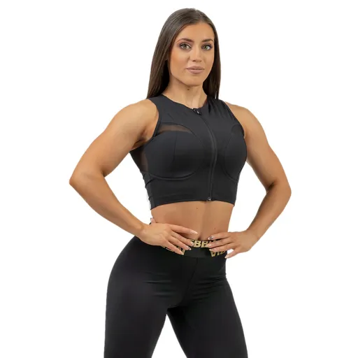 Dámský crop top s vysokou podporou Nebbia INTENSE Mesh 842 Black/Gold M