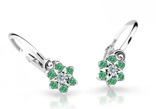 Cutie Jewellery Půvabné dětské náušnice z bílého zlata C2152-10-X-2 zelená