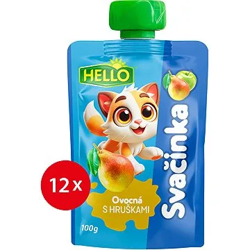 HELLO ovocná kapsička s hruškami 12× 100 g (8590014639461)