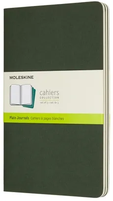Sešity MOLESKINE 3 ks čisté tm. zelené L