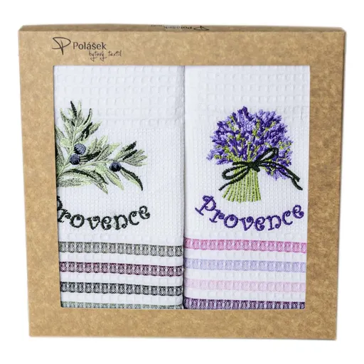 Polášek Vyšívaná vaflová utěrka s motivem - 2 ks - Provence č. 4
