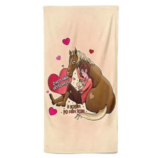 Osuška Život dává smysl s koněm (Velikost osušky: 70x140cm)