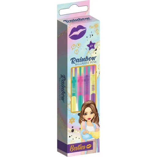 Prospisovací pera duhová v krabičce 4 ks