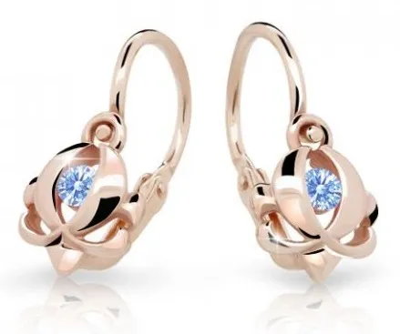 Cutie Jewellery Dětské náušnice z růžového zlata C2218-10-X-4 světle modrá