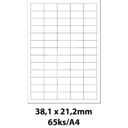 Etikety 38,1x21,2mm 65 etiket na archu 100listů Smartline