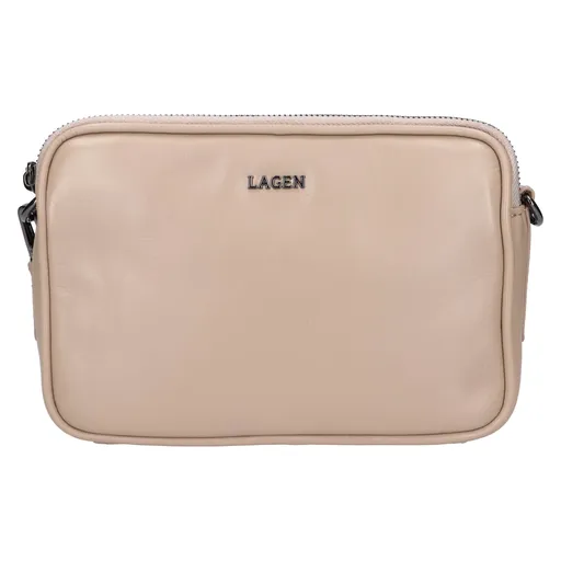 Dámská kožená crossbody kabelka Lagen Bruna - béžová