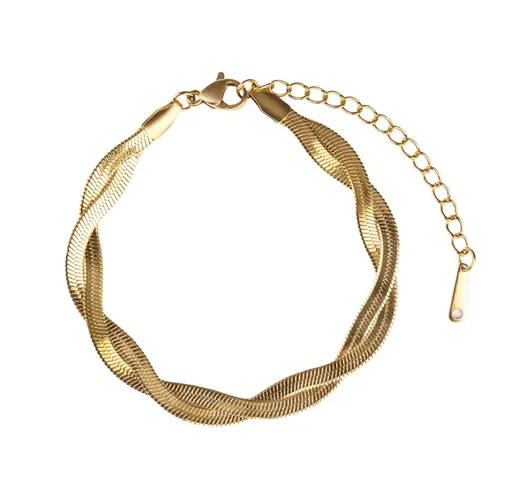 Emily Westwood Dvojitý pozlacený náramek z oceli Hádek EWB250243G