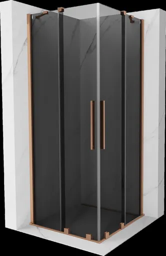 MEXEN/S Velar Duo sprchový kout, posuvné dveře 90 x 90, grafit, měď kartáčovaná 871-090-090-42-65