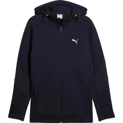 Puma EVOSTRIPE FULL ZIP HOODIE Pánská mikina, tmavě modrá, velikost