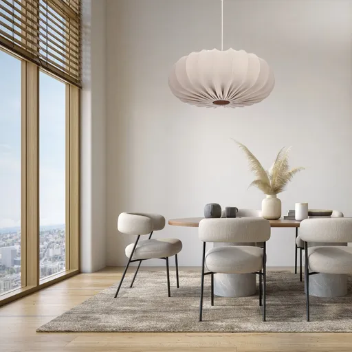 Skandinávská závěsná lampa CAFEE' s béžovým stínidlem ve stylu frappé 66 cm - moderní stropní osvětlení do obývacího pokoje a jídelny E27