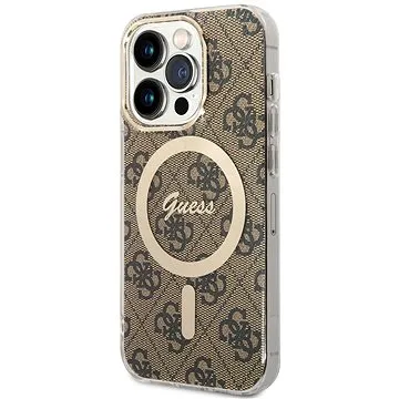 Guess 4G IML MagSafe Kompatibilní Zadní Kryt pro iPhone 14 Pro Brown (GUHMP14LH4STW)
