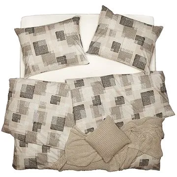 SCANquilt povlečení KLASIK DESIGN squares béžovobíločerná (31612)