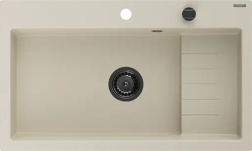 MEXEN/S Omar granitový dřez 800 x 480 mm, béžová, černý sifon 6520801005-69-B