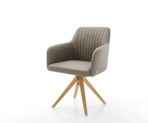 Jídelní židle Greg-Flex pravá kůže tmavě béžová dřevěná podnož