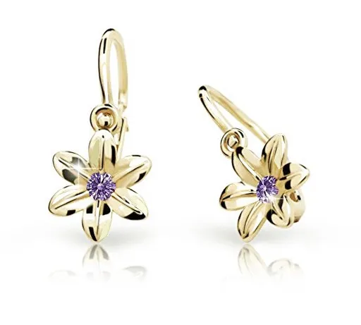 Cutie Jewellery Zlaté dětské náušnice C1993-10-X-1 fialová