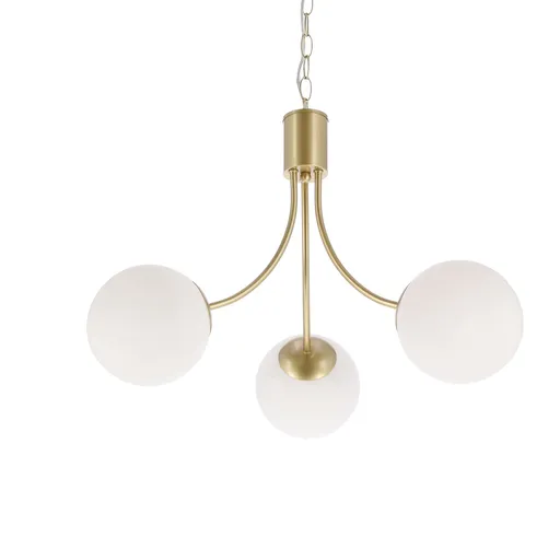 Mosazná závěsná lampa Dani 3x40W E14 – elegantní svítidlo s bílým stínidlem do obývacího pokoje a jídelny