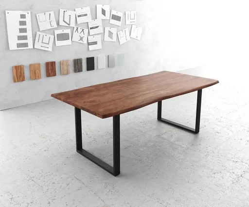 Jídelní stůl Edge 200x100 cm akácie hnědá kov černá