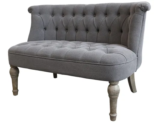 Šedá francouzská 2-místná pohovka z lněné látky Lin - 110*55*75 cm Chic Antique