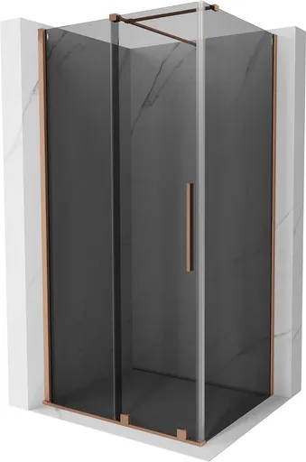MEXEN/S Velar sprchový kout, posuvné dveře 130 x 80, grafit, měď kartáčovaná 871-130-080-41-65