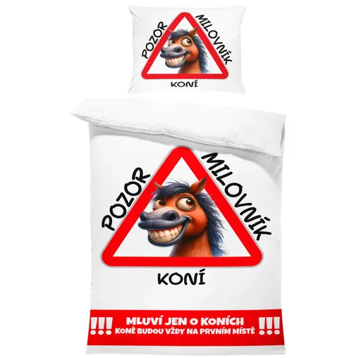 Povlečení Pozor milovník koní (Rozměr : 1x140/220 + 1x90/70)