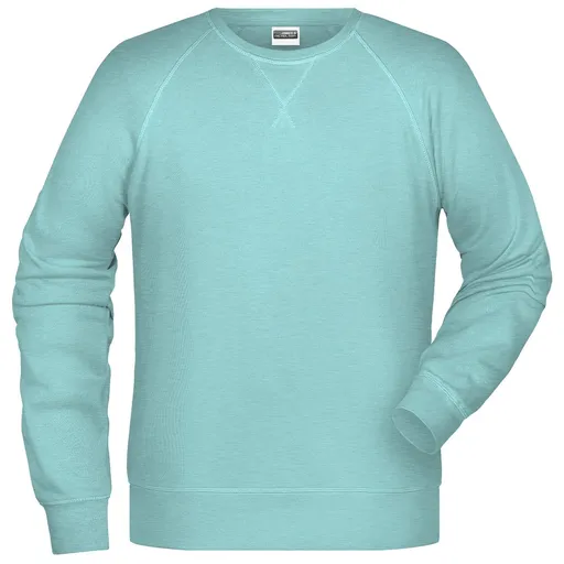 James & Nicholson (Daiber) Pánská mikina bez kapuce z biobavlny 8022 - Ledově modrý melír | M