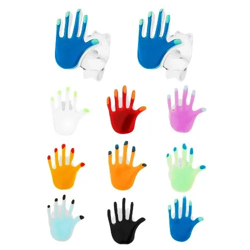 Stříbrné 925 náušnice, barevná ruka s lesklým glazovaným povrchem - Barva: Bílá