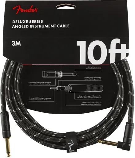Fender Deluxe Series 10' Instrument Cable Black Tweed Angled