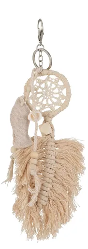 Béžový drhaný přívěsek na klíče s rybičkou - 8,5*2*26,5 cm J-Line by Jolipa