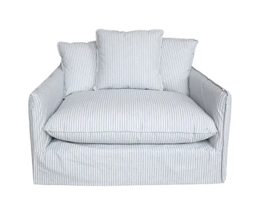 Přírodní lněné pruhované křeslo s 3mi polštáři Malo - 110*95*75 cm Chic Antique