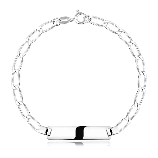 Dětský náramek ze stříbra 925 - zaoblený pásek, zkosená oválná očka