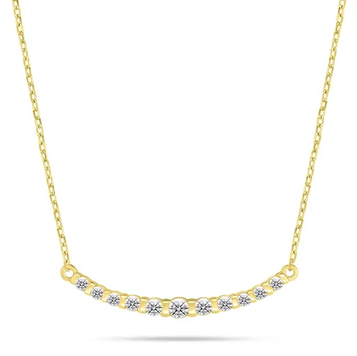 Brilio Silver Elegantní pozlacený náhrdelník s čirými zirkony NCL159Y