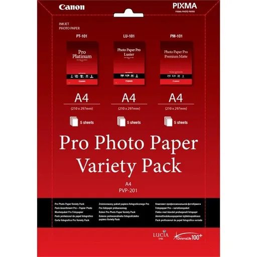 Canon Photo Paper Pro Variety Pack PVP-201 6211B021, A4, 15ks, bílý, foto papír
