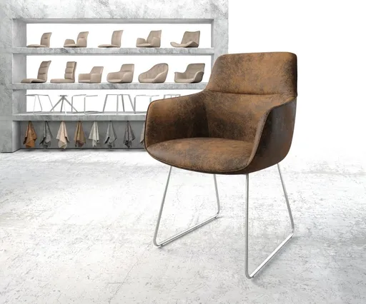 Jídelní židle Pejo-Flex Hnědá Vintage nerezový rám s ližinami