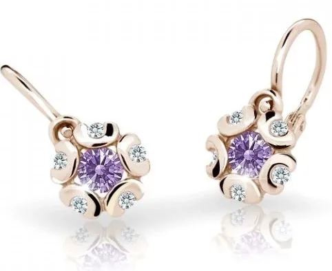 Cutie Jewellery Dětské náušnice z růžového zlata C2178-10-X-4 fialová