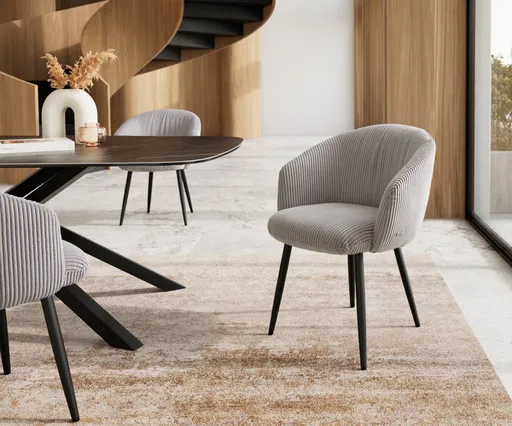 Jídelní židle Caja-Flex zúžená podnož kovová černá manšestr