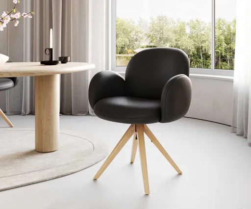 Otočná židle Nube-Flex s područkami dřevěná podnož hranatá