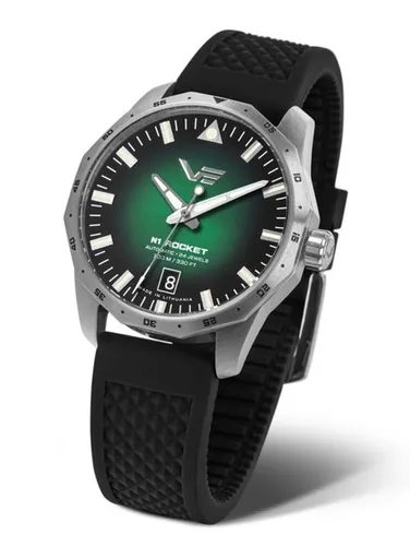 Vostok Europe N-1 Rocket Compact Automatic NH35-125A749S - Černý silikonový řemínek