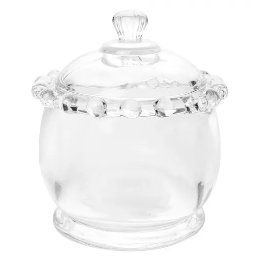 Skleněná úložná dóza na curovinky - Ø 8*10 cm  Clayre & Eef