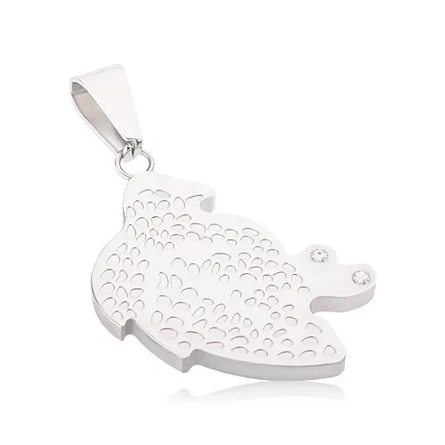 Ocelový přívěsek, list s drobnými jamkami, čiré zirkony