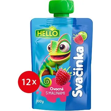 HELLO ovocná kapsička s malinami 12× 100 g (8590014639249)