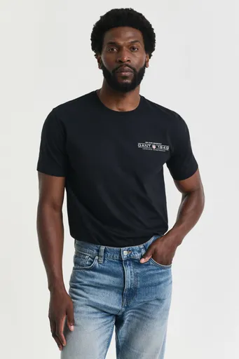 TRIČKO GANT PRINTED GRAPHIC SS T-SHIRT BLACK